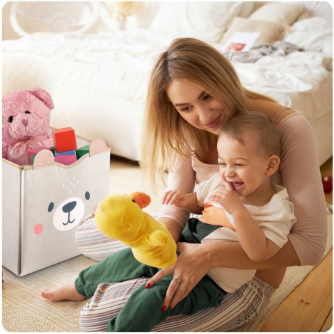 Pudełko Pojemnik Składany Kosz na Zabawki 2w1 Mata do Zabawy Szary Pudełko Pojemnik Składany Kosz na Zabawki 2w1 Mata do Zabawy Szary