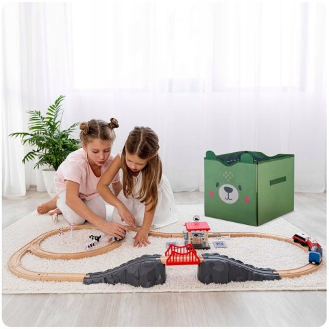 Pudełko Pojemnik Składany Kosz na Zabawki 2w1 Mata do Zabawy Zielony Pudełko Pojemnik Składany Kosz na Zabawki 2w1 Mata do Zabawy Zielony