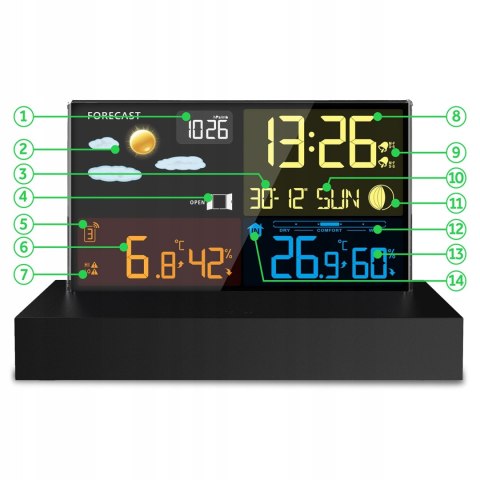 BEMI CYFROWA BEZPRZEWODOWA STACJA POGODY HIGROMETR BAROMETR ZEGAR CZUJNIK BEMI CYFROWA BEZPRZEWODOWA STACJA POGODY HIGROMETR BAROMETR ZEGAR CZUJNIK