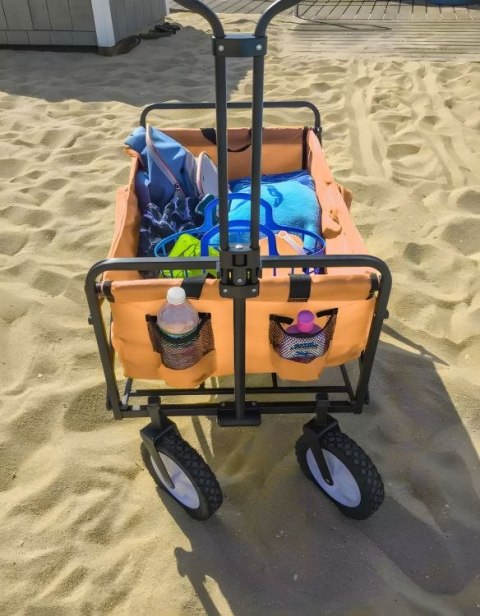 BEMI DUŻY WÓZEK OGRODOWY TRANSPORTOWY SKŁADANY 105x47cm POMARAŃCZOWY BEMI DUŻY WÓZEK OGRODOWY TRANSPORTOWY SKŁADANY 105x47cm POMARAŃCZOWY