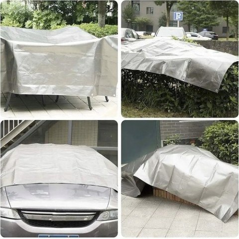 BEMI GRUBA MOCNA PLANDEKA PŁACHTA POKROWIEC 4x3m WODOODPORNA SREBRNA BEMI GRUBA MOCNA PLANDEKA PŁACHTA POKROWIEC 4x3m WODOODPORNA SREBRNA
