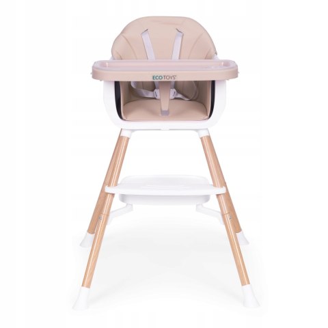 BEMI KRZESEŁKO DO KARMIENIA SIEDZISKO 2w1 TACKA PASY BEZP. PODNÓŻEK BEŻOWE