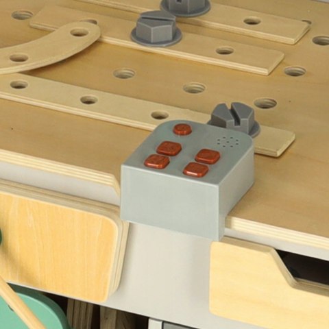 DUŻY DREWNIANY WARSZTAT MAJSTERKOWICZA Z NARZĘDZIAMI PIŁA WKRĘTARKA MŁOTEK