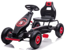 Duży Gokart na Pedały Pompowane Koła Hamulec Czarno-Czerwony
