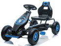Duży Gokart na Pedały Pompowane Koła Hamulec Czarno-Niebieski