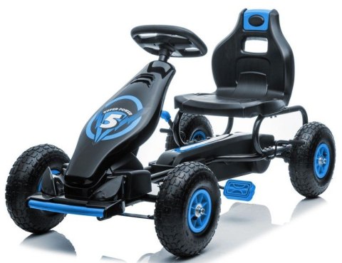 Duży Gokart na Pedały Pompowane Koła Hamulec Czarno-Niebieski