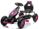 Duży Gokart na Pedały Pompowane Koła Hamulec Czarno-Różowy