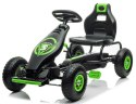 Duży Gokart na Pedały Pompowane Koła Hamulec Czarno-Zielony