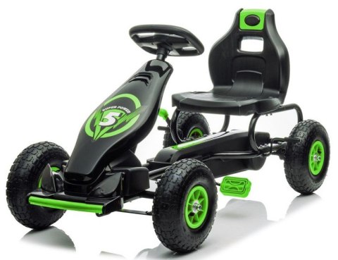 Duży Gokart na Pedały Pompowane Koła Hamulec Czarno-Zielony