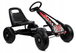Duży Gokart na Pedały Pompowane Koła Hamulec Wolny Bieg Czarny
