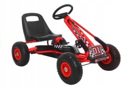 Duży Gokart na Pedały Pompowane Koła Hamulec Wolny Bieg Czerwony