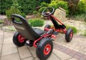 Duży Gokart na Pedały Pompowane Koła Hamulec Wolny Bieg Czerwony