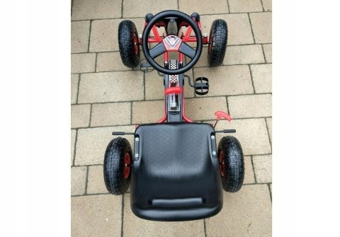 Duży Gokart na Pedały Pompowane Koła Hamulec Wolny Bieg Czerwony