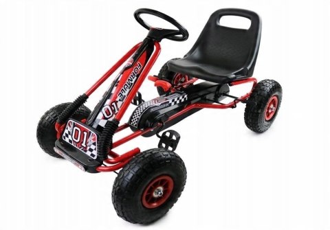Duży Gokart na Pedały Pompowane Koła Hamulec Wolny Bieg Czerwony