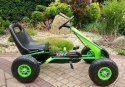 Duży Gokart na Pedały Pompowane Koła Hamulec Wolny Bieg Zielony