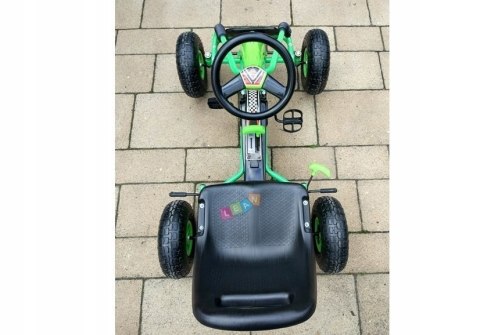 Duży Gokart na Pedały Pompowane Koła Hamulec Wolny Bieg Zielony