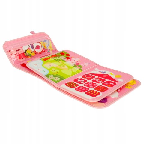 EDUKACYJNA TABLICA SENSORYCZNA PLECAK MONTESSORI WALIZKA DLA DZIECI RÓŻOWA