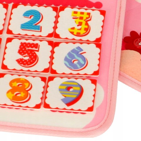 EDUKACYJNA TABLICA SENSORYCZNA PLECAK MONTESSORI WALIZKA DLA DZIECI RÓŻOWA