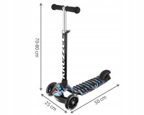 HULAJNOGA TRÓJKOŁOWA BALANSOWA DLA DZIECI ŚWIECĄCE LED GUMOWE KOŁA CZARNA