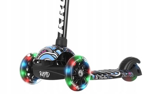 HULAJNOGA TRÓJKOŁOWA BALANSOWA DLA DZIECI ŚWIECĄCE LED GUMOWE KOŁA CZARNA