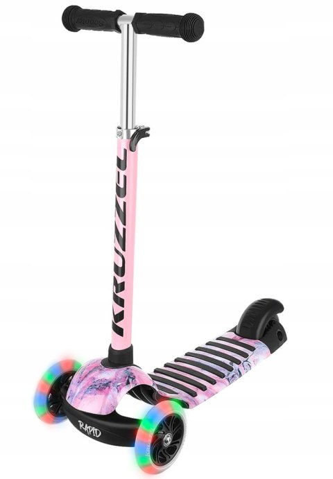 HULAJNOGA TRÓJKOŁOWA BALANSOWA DLA DZIECI ŚWIECĄCE LED GUMOWE KOŁA RÓŻOWA