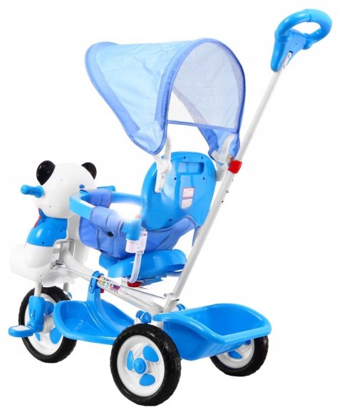 Panda Trójkołowy Rowerek dla Dzieci Dźwięki Daszek Barierka Niebieski