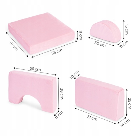 Składany Fotel Modułowy dla Dzieci 8 Miękkich Poduch Rożowy