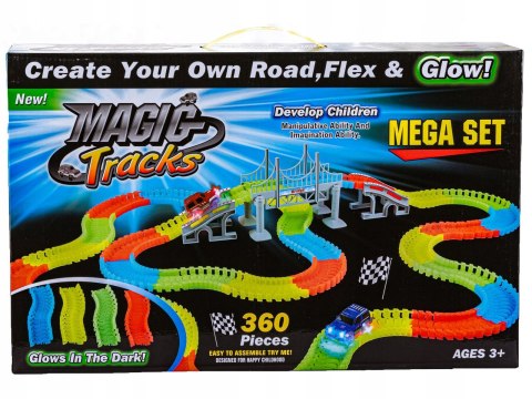 TOR SAMOCHODOWY ŚWIECĄCY 360el. GLOW TRACKS AUTO 450cm WYŚCIGOWY SKŁADANY