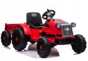 Traktor Na Akumulator z Przyczepą 2 Silniki 12V Pilot Czerwony