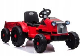 Traktor Na Akumulator z Przyczepą 2 Silniki 12V Pilot Czerwony