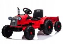 Traktor Na Akumulator z Przyczepą 2 Silniki 12V Pilot Czerwony
