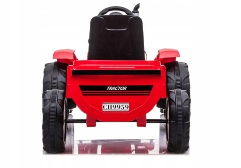 Traktor Na Akumulator z Przyczepą 2 Silniki 12V Pilot Czerwony