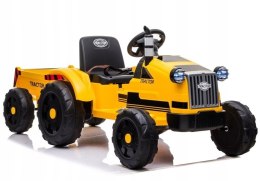 Traktor Na Akumulator z Przyczepą 2 Silniki 12V Pilot Żółty