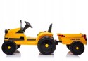 Traktor Na Akumulator z Przyczepą 2 Silniki 12V Pilot Żółty