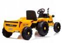 Traktor Na Akumulator z Przyczepą 2 Silniki 12V Pilot Żółty