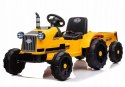 Traktor Na Akumulator z Przyczepą 2 Silniki 12V Pilot Żółty