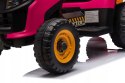 Traktor Na Akumulator z Przyczepą 2 Silniki 12V Skóra Koła EVA Różowy