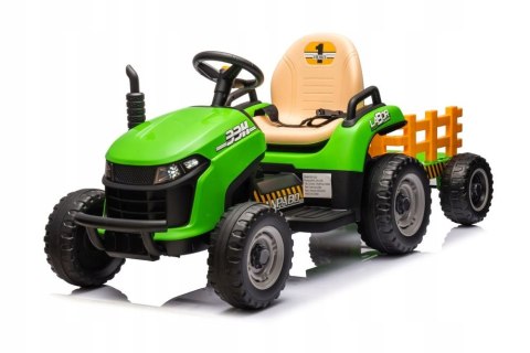 Traktor Na Akumulator z Przyczepą 2 Silniki 12V Skóra Koła EVA Zielony Traktor Na Akumulator z Przyczepą 2 Silniki 12V Skóra Koła EVA Zielony