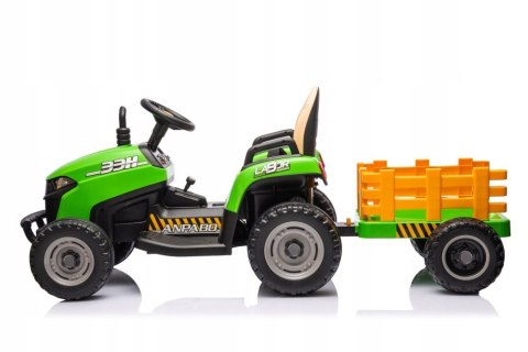 Traktor Na Akumulator z Przyczepą 2 Silniki 12V Skóra Koła EVA Zielony Traktor Na Akumulator z Przyczepą 2 Silniki 12V Skóra Koła EVA Zielony