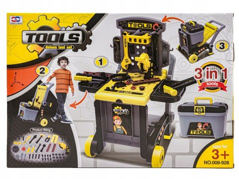 WARSZTAT 3w1 Z NARZĘDZIAMI NA KÓŁKACH WALIZKA SKRZYNKA ZESTAW MAJSTERKOWICZ