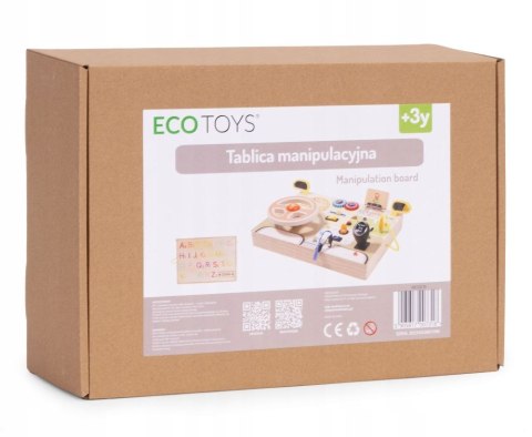 DREWNIANA TABLICA SENSORYCZNA DLA DZIECI AUTO KIEROWNICA LED DŹWIĘKI 14el.