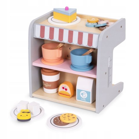 EKSPRES DO KAWY DLA DZIECI DREWNIANY 2w1 SKLEPIK ZESTAW BARISTY 26 EL.
