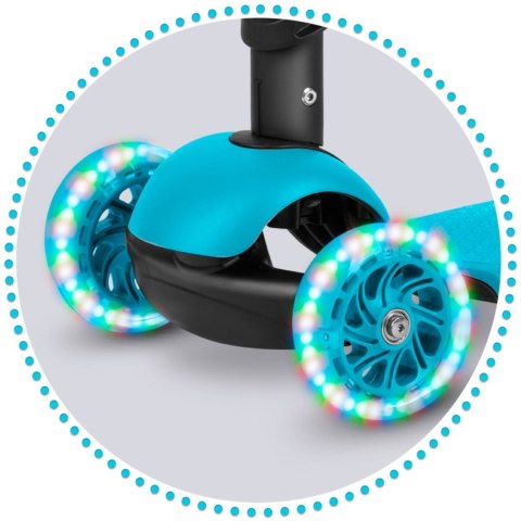 HULAJNOGA DLA DZIECI TRÓJKOŁOWA BALANSOWA 3w1 KOŁA LED NIEBIESKA