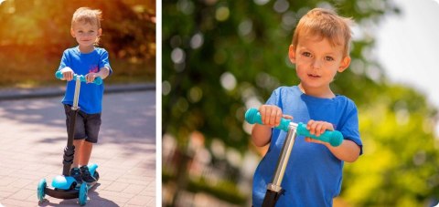 HULAJNOGA DLA DZIECI TRÓJKOŁOWA BALANSOWA 3w1 KOŁA LED NIEBIESKA
