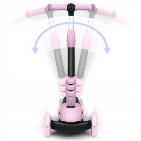 HULAJNOGA DLA DZIECI TRÓJKOŁOWA BALANSOWA 3w1 KOŁA LED RÓŻOWA