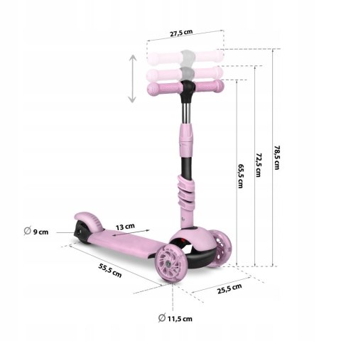 HULAJNOGA DLA DZIECI TRÓJKOŁOWA BALANSOWA 3w1 KOŁA LED RÓŻOWA