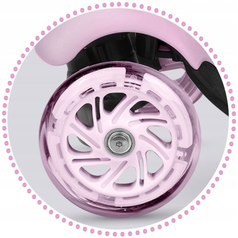 HULAJNOGA DLA DZIECI TRÓJKOŁOWA BALANSOWA 3w1 KOŁA LED RÓŻOWA