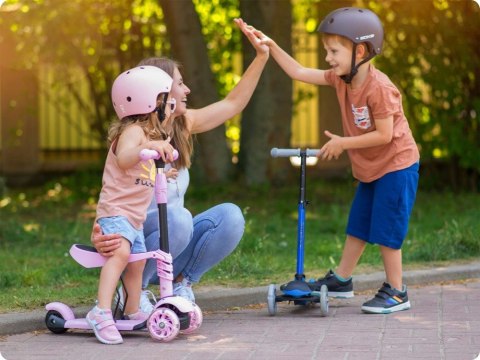 HULAJNOGA DLA DZIECI TRÓJKOŁOWA BALANSOWA 3w1 KOŁA LED RÓŻOWA