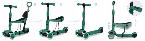 HULAJNOGA TRÓJKOŁOWA DLA DZIECI BALANSOWA 3w1 LED