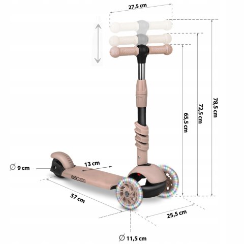 HULAJNOGA TRÓJKOŁOWA DLA DZIECI BALANSOWA 3w1 LED